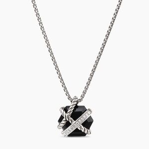 David Yurman Black and Silver Pendant Necklace